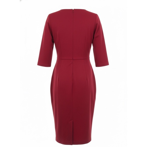 NWT J McLaughlin Tinley Dress Red Boat Neck 3/4 Sleeve Elastic Waist Midi XS - Picture 5 of 8